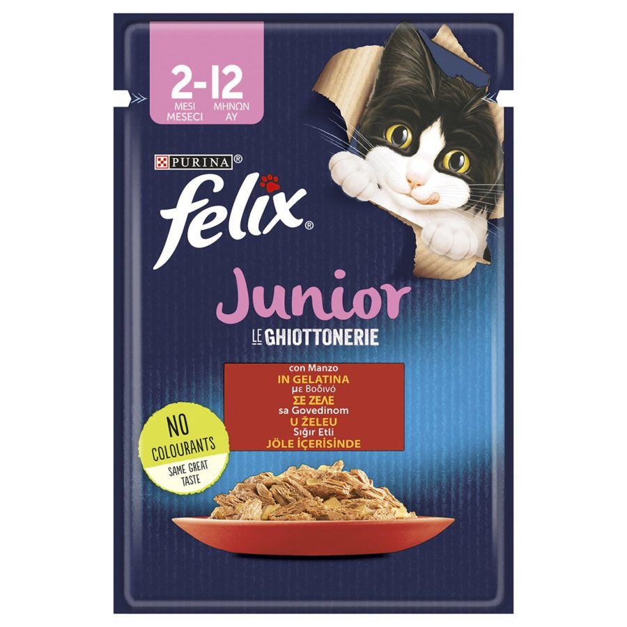 پوچ فیلیکس بچه گربه با طعم گوشت گاو  Purina Felix Junior Beef in jelly pouch
